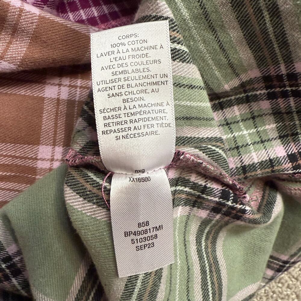 BP NEW RETRO 90S COTTON PLAID PATCHWORK FLANNEL PINK GREEN MEDIUM - Picture 8 of 9